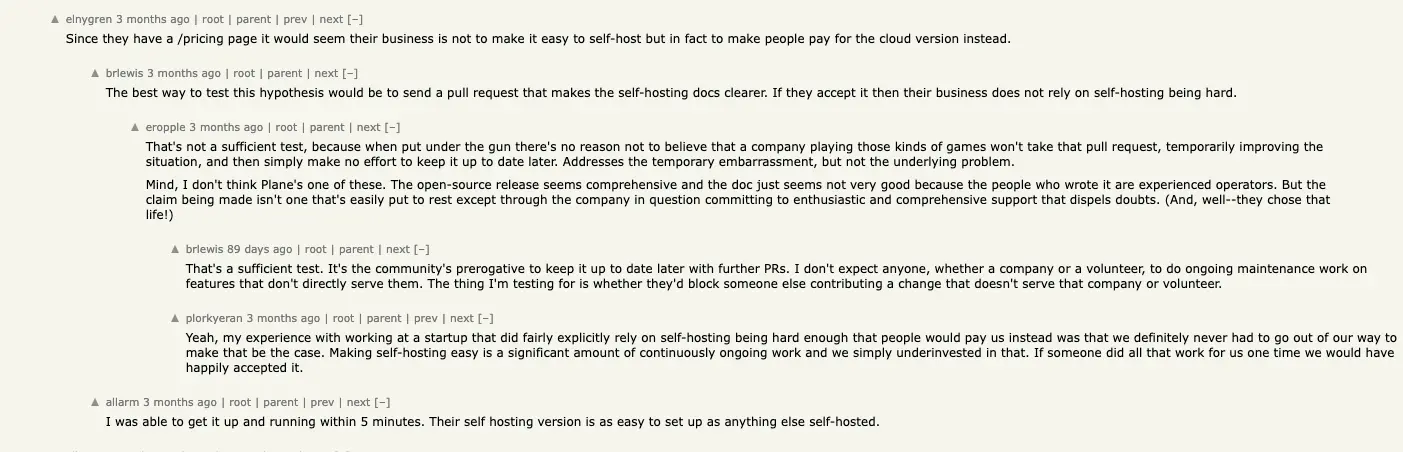 Flak for Plane's self-hosting