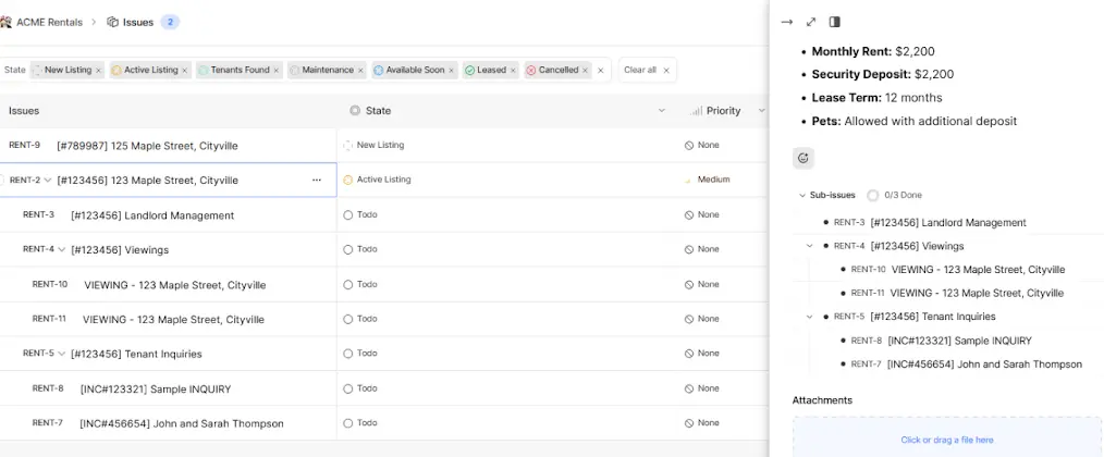 Issue creation with rich text editor and file upload in Plane